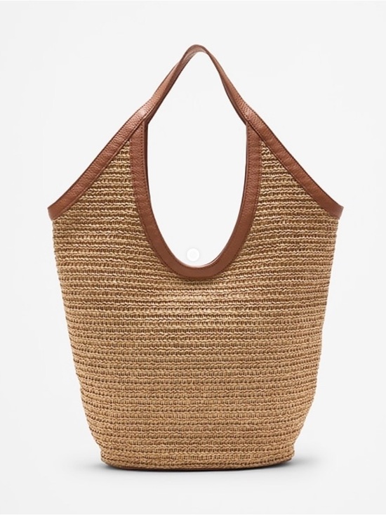Banana Republic Handbags - 🆕- Banana Republic- Woven Hobo Straw Tote Bag with Brown Trim